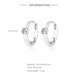 Minimalist 0.2CT Moissanite Earring 925 Sterling Silver Bling Hoop Jewelry