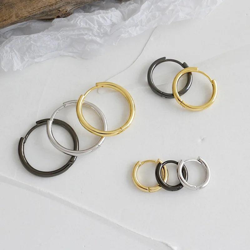 925 Silver Thick Tube Hoop Earrings High Circle Anti-allergy Party Jewelry