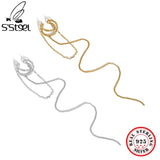 S'STEEL 925 Silver Geometry X Clip Earrings Cuff Tassel Chain Jewelry