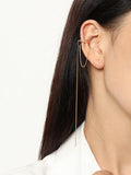 S'STEEL 925 Silver Geometry X Clip Earrings Cuff Tassel Chain Jewelry
