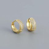 925 Silver Zircon Small Hoop Earrings Punk Rock Style Fine Jewelry