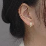 925 Silver Zircon Small Hoop Earrings Punk Rock Style Fine Jewelry