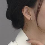 925 Silver Zircon Small Hoop Earrings Punk Rock Style Fine Jewelry