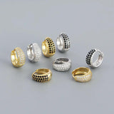 925 Silver Zircon Small Hoop Earrings Punk Rock Style Fine Jewelry