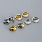 925 Silver Zircon Small Hoop Earrings Punk Rock Style Fine Jewelry