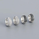 925 Silver Zircon Small Hoop Earrings Punk Rock Style Fine Jewelry