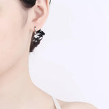 Opal Heart Clip Earrings Silver Colorful Wedding Party Jewelry Gift Female