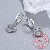 925 Silver Hollow Heart Hoop Earrings for Women Wedding Party