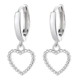 925 Silver Hollow Heart Hoop Earrings for Women Wedding Party