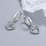 925 Silver Hollow Heart Hoop Earrings for Women Wedding Party