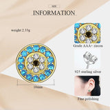 Kaletine Evil Eye Stud Earrings Green Zircon 925 Sterling Silver Turkey Jewelry