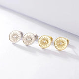 925 Silver Evil Eye Stud Earrings Small for Women Girls Fine Jewelry