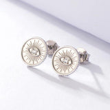 925 Silver Evil Eye Stud Earrings Small for Women Girls Fine Jewelry