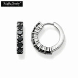 Creole Crystal Hinged Hoop Earrings, 925 Silver