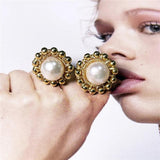 Pearl Lace 14K Filled Hand-wound Vintage Earrings For Women