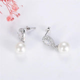 925 Silver Pearl Stud Earrings Sweet Wedding Ear Jewelry Women