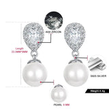 925 Silver Pearl Stud Earrings Sweet Wedding Ear Jewelry Women