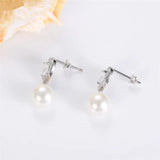 925 Silver Pearl Stud Earrings Sweet Wedding Ear Jewelry Women