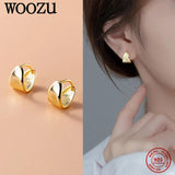 925 Silver Golden Round Buckle Hoop Earrings French Punk Rock Unisex Jewelry