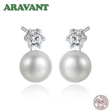 925 Silver Freshwater Pearl Earrings Women White Pink Purple Black