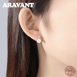 925 Silver Freshwater Pearl Earrings Women White Pink Purple Black