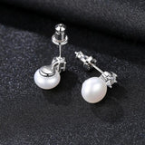 925 Silver Freshwater Pearl Earrings Women White Pink Purple Black