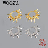 925 Silver Punk Spike Rivets Hoop Earrings Bohemian Rock Unisex Ear Jewelry