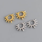 925 Silver Punk Spike Rivets Hoop Earrings Bohemian Rock Unisex Ear Jewelry