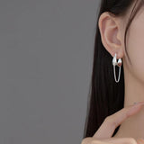 925 Silver Charm Tassel Earrings Ear Buckle for Women Ins Style Party Hoop