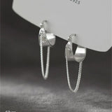 925 Silver Charm Tassel Earrings Ear Buckle for Women Ins Style Party Hoop