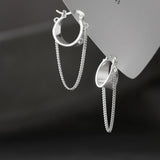 925 Silver Charm Tassel Earrings Ear Buckle for Women Ins Style Party Hoop