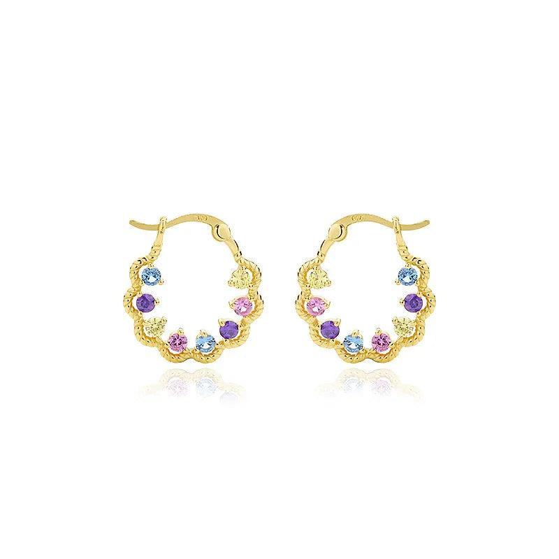 925 Silver 18K Zircon Hoop Earring for Women Fine Jewelry