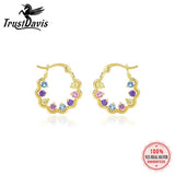 925 Silver 18K Zircon Hoop Earring for Women Fine Jewelry