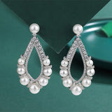 Vintage Court Pearl High Carbon Diamond Drop Earrings for Women