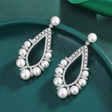 Vintage Court Pearl High Carbon Diamond Drop Earrings for Women