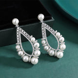 Vintage Court Pearl High Carbon Diamond Drop Earrings for Women