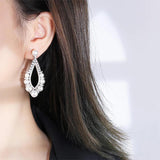 Vintage Court Pearl High Carbon Diamond Drop Earrings for Women