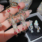 Vintage Palace Zircon Tassel Earrings Silver Bird Jewelry
