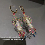 Vintage Palace Zircon Tassel Earrings Silver Bird Jewelry