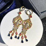 Vintage Palace Zircon Tassel Earrings Silver Bird Jewelry