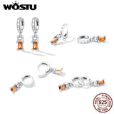 925 Silver Red CZ Hoop Earrings Bear Ear Buckles Girl Lovely Party Jewelry Gift