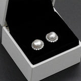 925 Silver Freshwater Pearl Stud Earrings Zircon Jewelry for Women
