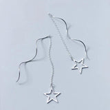 MloveAcc 925 Silver Star Chain Tassel Drop Earrings Lady Party Jewelry