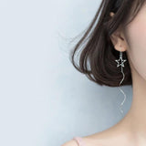 MloveAcc 925 Silver Star Chain Tassel Drop Earrings Lady Party Jewelry