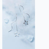 MloveAcc 925 Silver Star Chain Tassel Drop Earrings Lady Party Jewelry