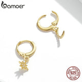 Golden Star&Moon Earrings 925 Silver Gold-Plated Party Jewelry