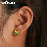 925 Silver Two Orioles Love Stud Earrings Women Party Jewelry