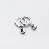 High Love Heart Pendant Stud Earrings 925 Sterling Silver Teen Jewelry