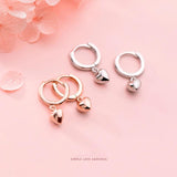 High Love Heart Pendant Stud Earrings 925 Sterling Silver Teen Jewelry