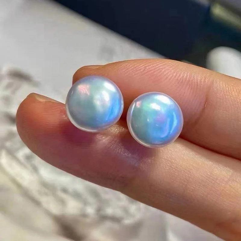 12-13mm Freshwater Pearl Stud Earrings 925 Sterling Silver Women's Jewelry Gift